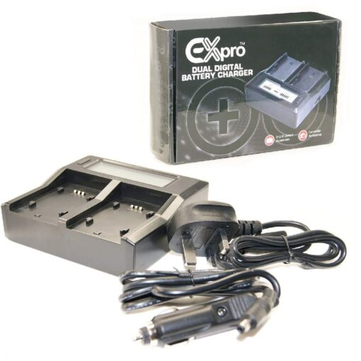 Ex-Pro® Panasonic DE-A88 DE-A88DD/S DUAL LCD Mains Battery Charger for VW-VBD29, VW-VBD58, VW-VBD78
