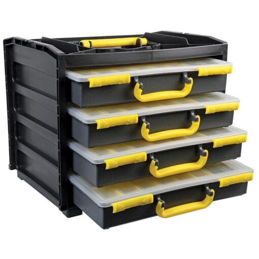 Set of 4 - 13 Section Compartment Organiser Case Box Storage Screw Nail Nut Bolt
