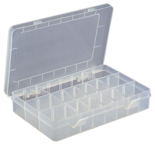 15 Compartment White Storage Box with Moveable Dividers & Semi Transparent Lid