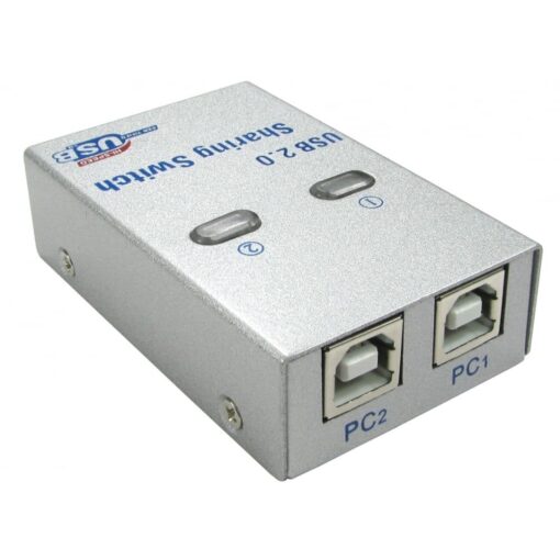 USB 2.0 Mini Manual Share Switch - 2 Way Port Splitter 1 Printer Device to 2 PCs