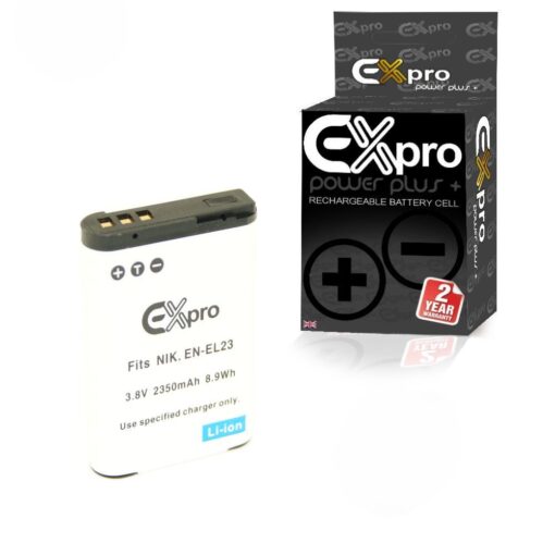 Ex-Pro® Nikon EN-EL23, ENEL23 - 2350mAh ULTRA High Rated Power Plus+ Lithium Li-on Digital Camera Battery