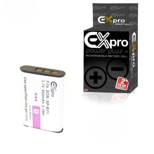 Ex-ProÂ® Sony NP-BY1, NPBY1 - 850MAh High Rated Power Plus+ Lithium Li-on Digital Camera Battery