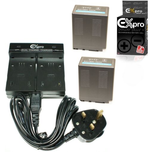 Ex-Pro Panasonic CGR-D54, CGR-D54S DUAL Fast Travel-Pro Mains Camera Charger [VALUE KIT] with 2 x ProPower Elite 8400mAh CGR-D54,...