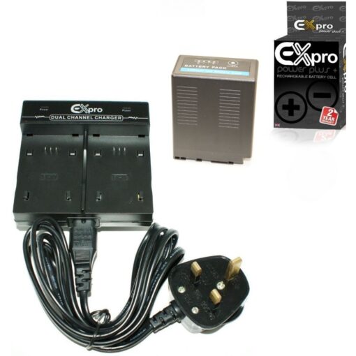 Ex-Pro Panasonic CGR-D54, CGR-D54S DUAL Fast Travel-Pro Mains Camera Charger [VALUE KIT] with 1 x ProPower Elite 8400mAh CGR-D54,...
