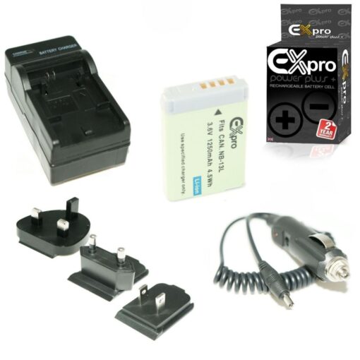 Ex-Pro® Canon NB-13L NB13L - [VALUE KIT] Battery and Digital Camera Travel Chargerfor Canon PowerShot G7X