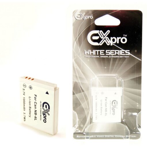 Ex-Pro® Canon NB-6L, NB6L Ultra White Series Replacement Battery 3.7v, 1000mAh