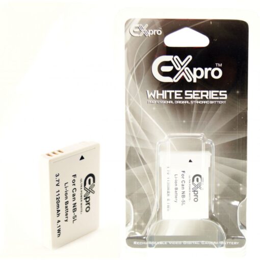Ex-Pro® Canon NB-5L, NB5L Ultra White Series Replacement Battery 3.7v, 1300mAh
