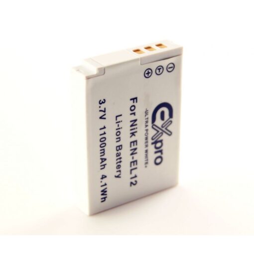 Ex-Pro® Nikon EN-EL12, ENEL12 Ultra White Series Replacement Battery 3.7v, 1100mAh