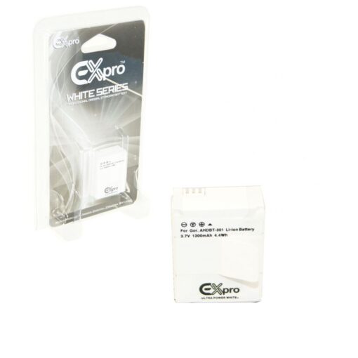 Ex-Pro® GoPro AHDBT-201, AHDBT-301 Ultra White Series Replacement Battery 3.7v, 1200mAh