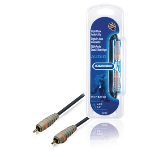 Bandridge OFC Shielded Subwoofer Cable Gold 2m Pure 100% Copper 24K Gold