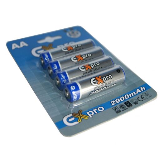 Ex-Pro® Power Plus+ Rechargeable Ni-Mh Batteries - AA Size [2900mAh] [4 Pack]