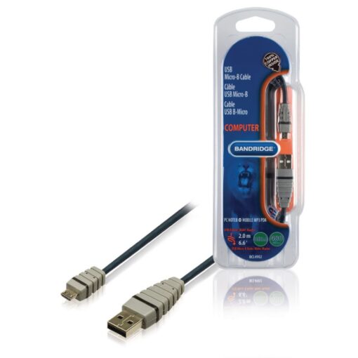 Bandridge USB 2.0 Cable A Male - Micro B Male Round 2.00 m Blue
