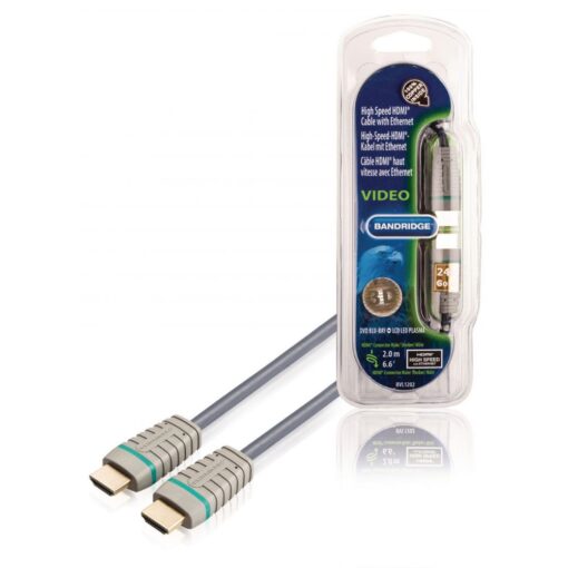 Bandridge High Speed HDMI Cable with Ethernet HDMI Connector - HDMI Connector 2.00 m Blue