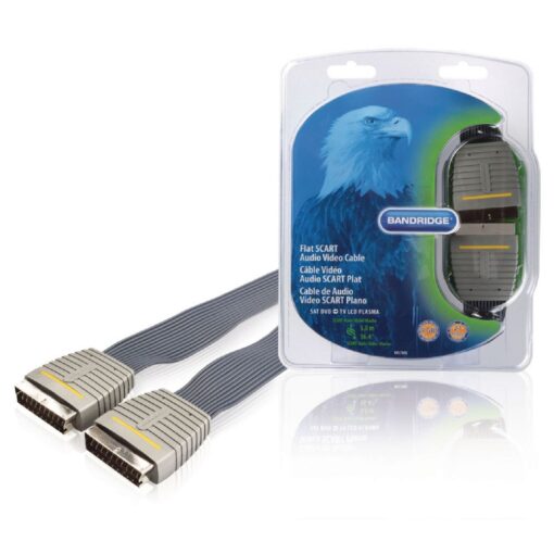 Bandridge Ultra Flat 5m Branded OFC RGB 21 Pin Fully Wired Scart Lead Cable 5 Metre