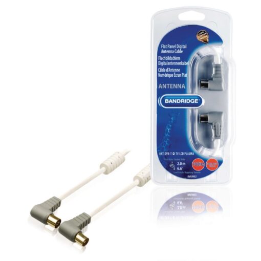 Bandridge Coax Cable 100 dB Angled Coax Male - Coax Female 2.00 m White
