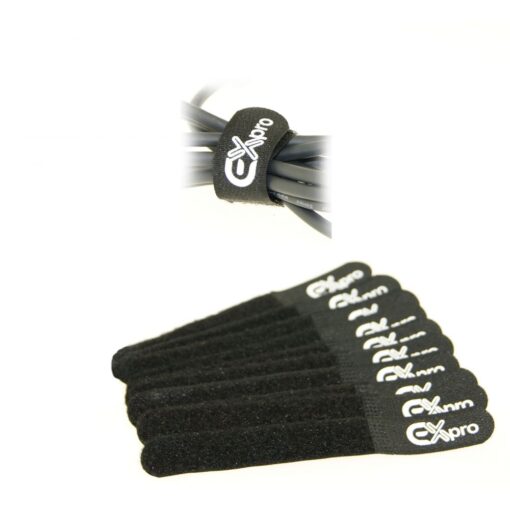 Ex-Pro® Reusable Velcro Hook & Loop Self-Gripping Cable Ties 150mm x 20mm - 10 Pack Black [Bulk Pack]