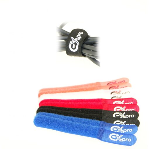 Ex-Pro® Reusable Velcro Hook & Loop Self-Gripping Cable Ties 150mm x 20mm - 10 Pack Coloured [Bulk Pack]