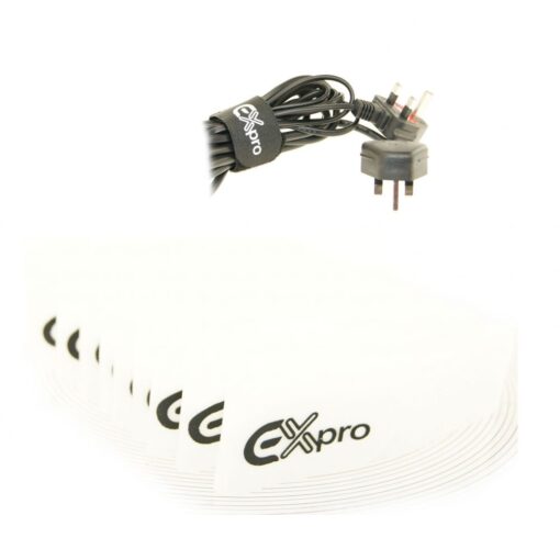 Ex-Pro® Super Size XL Reusable Velcro Hook & Loop Self-Gripping Cable Ties 300mm x 38mm - 10 Pack White [Bulk Pack]