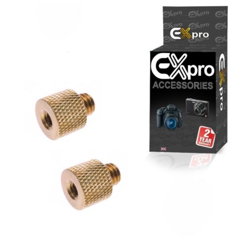 Ex-Pro 1/4" inch Female to 3/8" inch Male 20mm Brass Tripod Thread Adapter  - Pack of 2