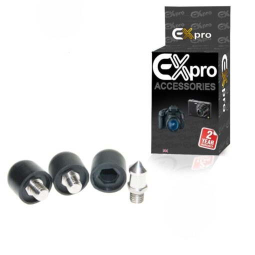 Ex-Pro Replacement Tripod Foot Spike and TPU Rubber Feet - Pack of 3