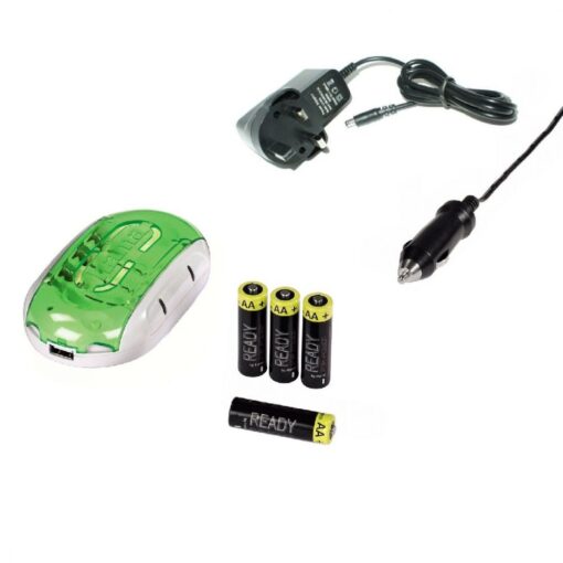 AA 2100mAh 1.2V Rechargeable Battery Batteries 4 Pack with Free USB/Mains/Car Smart Charger & Emergency Powerbank