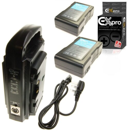Ex-Pro® Anton Bauer Dionic 90 Gold Mount Lock Dual Broadcast Battery Quick Charger with 12v XLP DC & 2 x AN-150W 10.4Ah 150Wh Li-i...