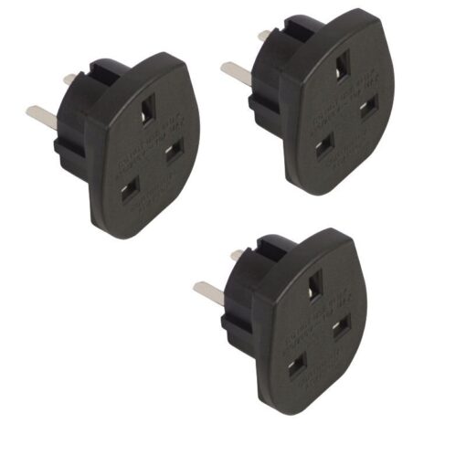 Ex-Pro® [3 PACK] Travel Adapter Converts UK Plugs Plug to 2 pin (Flat) Converts - USA/Canada/Australian to UK 3 Pin Socket [BLACK]