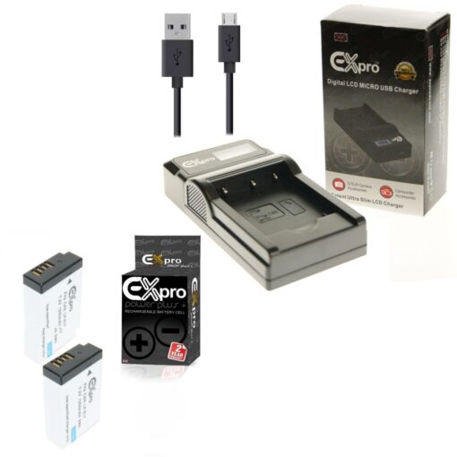 Ex-Pro© Canon LP-E17 LPE17 LC-E17 LCE17 LCD Go-Charge USB Charger with 2 x Ex-Pro LP-E17 Battery [VALUE KIT]