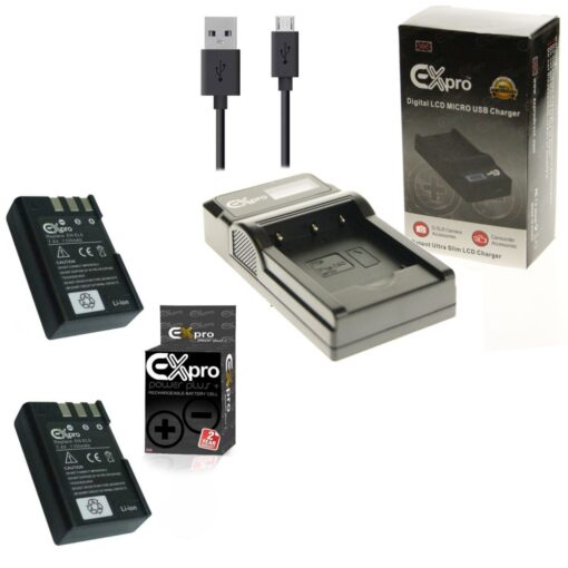 Ex-Pro© Nikon EN-EL9, ENEL9, EN-EL9e, EN-EL9a MH-23, MH23 LCD Go-Charge USB Charger with 2 x Ex-Pro EN-EL9 Battery [VALUE KIT] for...