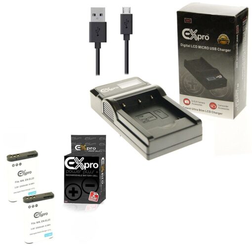 Ex-Pro© Nikon EN-EL23, ENEL23 MH-67, MH67 LCD Go-Charge USB Charger with 2 x Ex-Pro EN-EL23 Battery [VALUE KIT] for Nikon Coolpix...