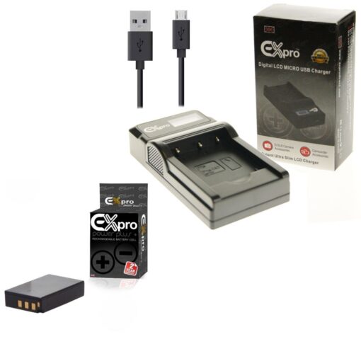 Ex-Pro© Olympus PS-BLS5, BLS-5, BLS-50, BCS-5, BCS5 LCD Go-Charge USB Charger with 1 x Ex-Pro© Olympus BLN-1 - 1220mAh Batteries f...