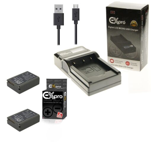 Ex-Pro© Olympus BLN-1, BLN1 BCN-1, BCN14 LCD Go-Charge USB Charger with 2 x Ex-Pro© Olympus BLN-1 - 1220mAh Batteries for OM-D E-M...