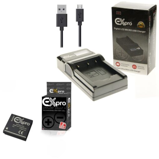 Ex-Pro© Panasonic DE-A59 DE-A60 DMW-BCF10 DMW-BCF10E, CGA-S009 LCD Go-Charge USB Charger with 1 x Ex-Pro DMW-BCF10 Battery [VALUE...