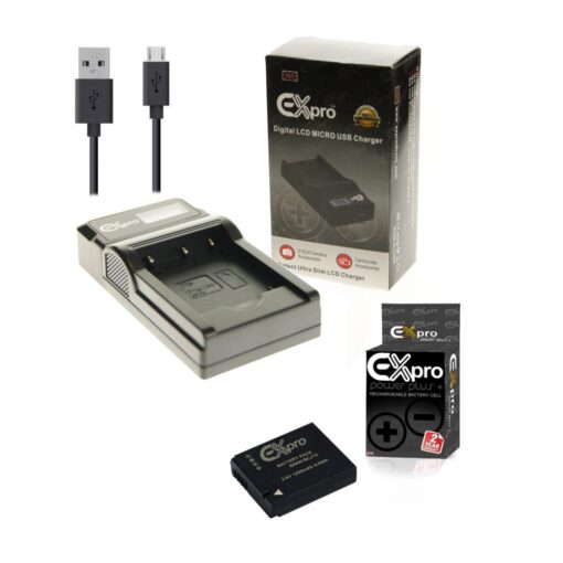 Ex-Pro© Panasonic DE-A81 DE-A82 DMW-BCJ13 DMW-BCJ13E LCD Go-Charge USB Charger with 1 x Ex-Pro DMW-BCJ13E Battery [VALUE KIT]