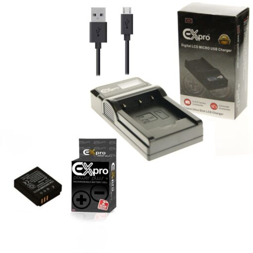 Ex-Pro© Fuji Finepix BC-70, BC70L NP-70, NP70 LCD Go-Charge USB Charger with 1 x Ex-Pro NP-70 Battery [VALUE KIT]