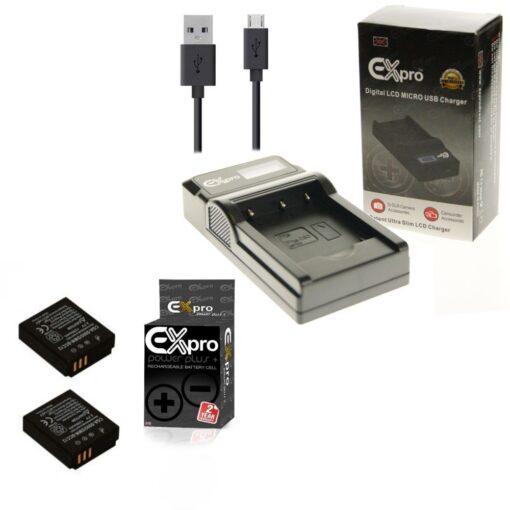 Ex-Pro© Fuji Finepix BC-70, BC70L NP-70, NP70 LCD Go-Charge USB Charger with 2 x Ex-Pro NP-70 Battery [VALUE KIT]