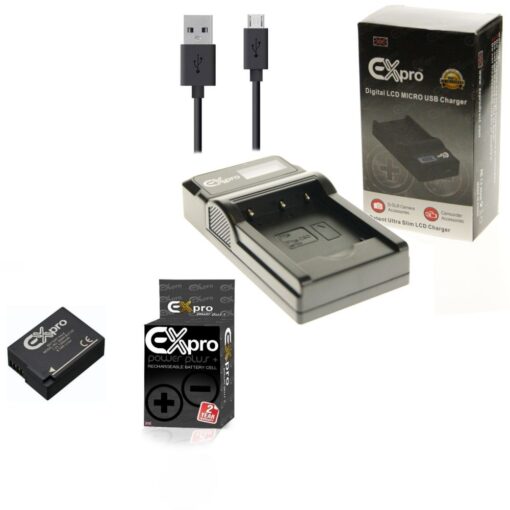 Ex-Pro© Panasonic DE-A79, DE-A80 DMW-BLC12, DMWBLC12, DMW-BLC12E LCD Go-Charge USB Charger with 1 x Ex-Pro DMW-BMB913E Battery [VA...