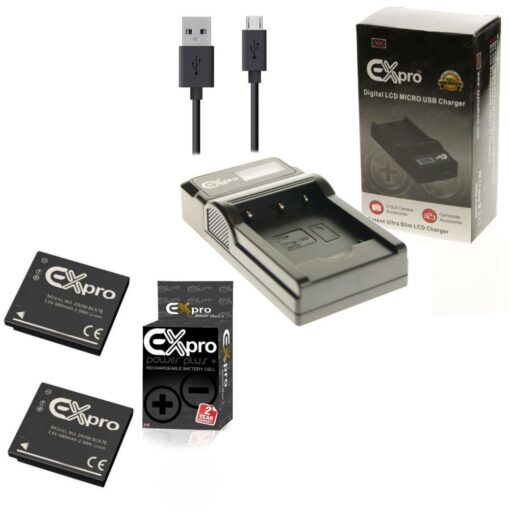 Ex-Pro© Panasonic DE-A91, DE-A92 DMW-BCK7E, DMWBCK7E, NCA-YN101F, VW-BCK7 LCD Go-Charge USB Charger with 2 x Ex-Pro DMW-BMB913E Ba...