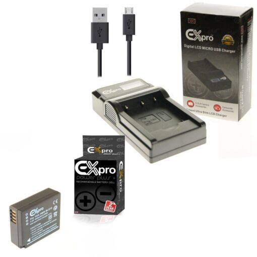 Ex-Pro© Panasonic DE-A99 DMW-BLG10, DMW-BLG10E LCD Go-Charge USB Charger with 1 x Ex-Pro DMW-BLG10 Battery [VALUE KIT]