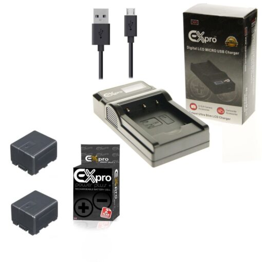 Ex-Pro© Panasonic VW-BC20, VW-BC20EB-K VW-VBN130, VW-VBN260LCD Go-Charge USB Charger with 2 x Ex-Pro VW-VBN130 Battery [VALUE KIT]