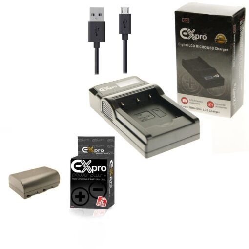Ex-Pro© Panasonic DMW-BTC10E DMW-BLF19, DMW-BLF19E LCD Go-Charge USB Charger with 1 x Ex-Pro DMW-BLF19E Elite Battery [VALUE KIT]