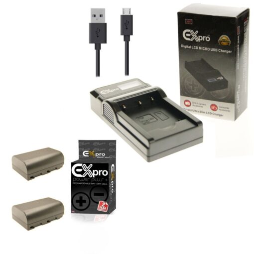 Ex-Pro© Panasonic DMW-BTC10E DMW-BLF19, DMW-BLF19E LCD Go-Charge USB Charger with 2 x Ex-Pro DMW-BLF19E Elite Battery [VALUE KIT]