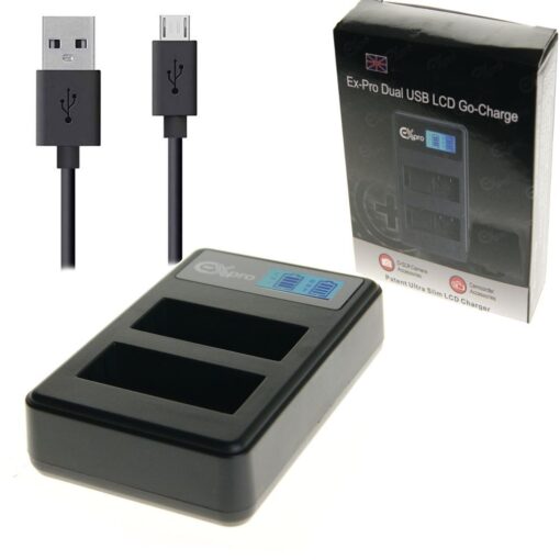 Ex-Pro© Canon LP-E6 LPE6 LC-E6E, LCE6E LCD DUAL Go-Charge USB Charger