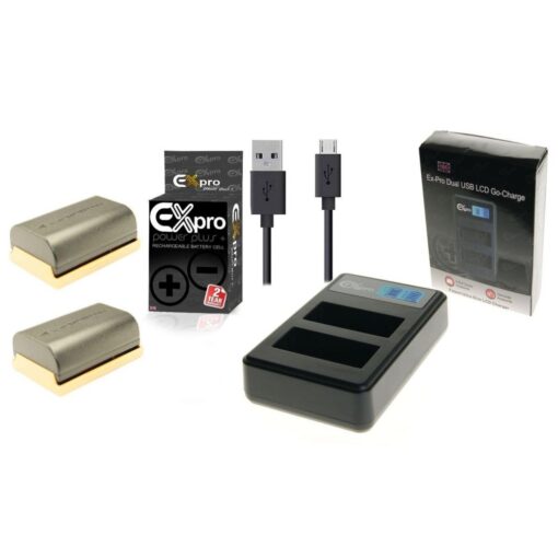 Ex-Pro© Canon LP-E6 LPE6 LC-E6E, LCE6E LCD DUAL Go-Charge USB Charger with 2 x Ex-Pro LP-E6 LP-E6N Batteries [VALUE KIT]
