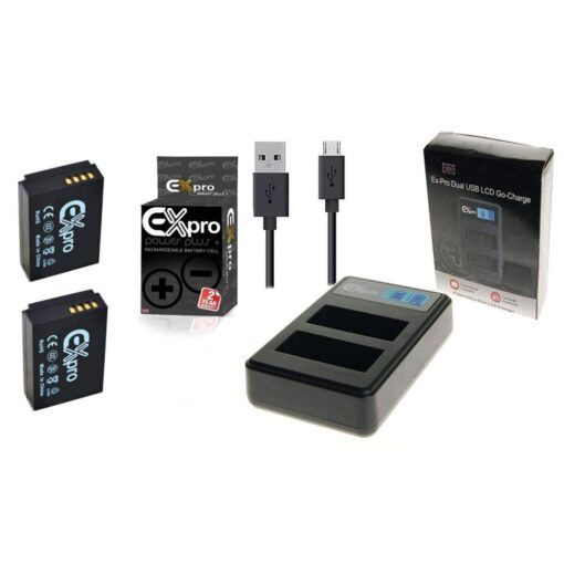 Ex-Pro© Canon  LP-E12, LPE12, LC-E12, LCE12 6781B001 LCD DUAL Go-Charge USB Charger with 2 x Ex-Pro LP-E12 Batteries [VALUE KIT]