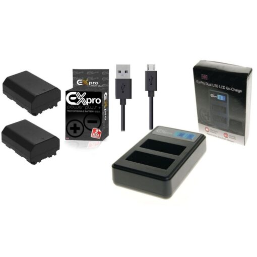 Ex-Pro© Sony NP-FZ100 NPFZ100 BC-QZ1 LCD DUAL Go-Charge USB Charger with 2 x Ex-Pro Sony NP-FZ100 2600mAh Batteries [VALUE KIT]