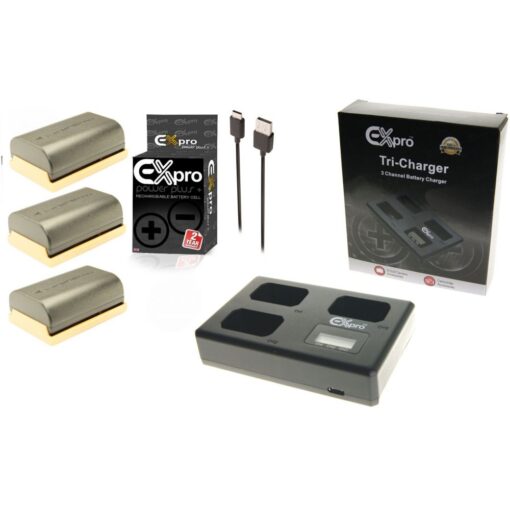Ex-Pro© Canon LP-E6 LPE6 LC-E6E, LCE6E LCD TRIPPLE  Go-Charge USB Charger with 3 x Ex-Pro LP-E6 LP-E6N Battery [VALUE KIT]