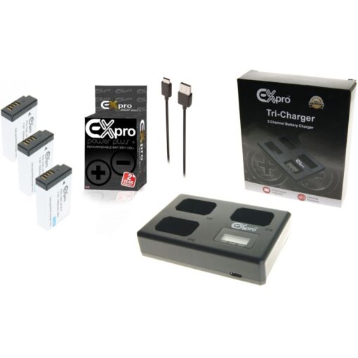 Ex-Pro© Canon LP-E17 LPE17 LC-E17 LCE17 LCD TRIPPLE  Go-Charge USB Charger with 3 x Ex-Pro LP-E17 Battery [VALUE KIT]