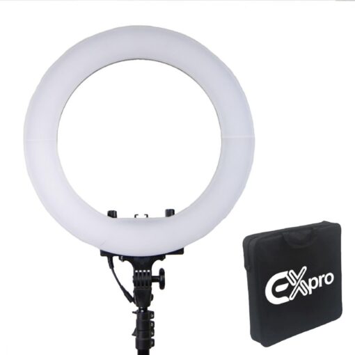 Ex-Pro 18" LED Ring Light Kit 48W 3200K-5700K CRI 95+ Bi-Colour Dimmable + Carry Case, Foldable Stand, Bluetooth Remote and Access...
