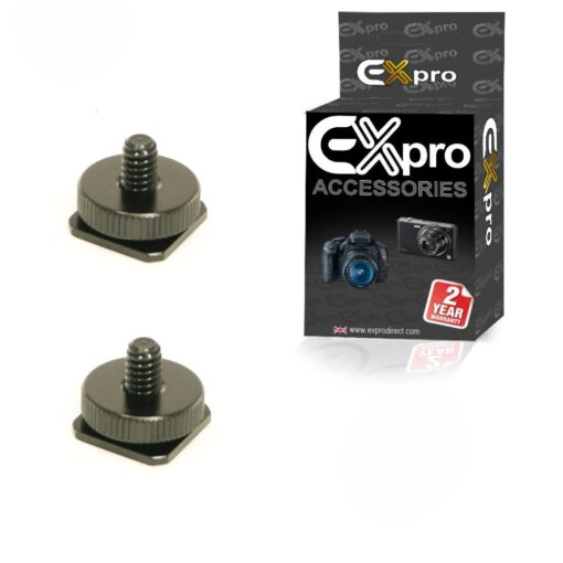 Ex-Pro Camera Flash Hot Shoe Mount 1/4" Tripod Screw Adapter for Wireless Flash Trigger, Flash Stand, Microphone [2 Pack]